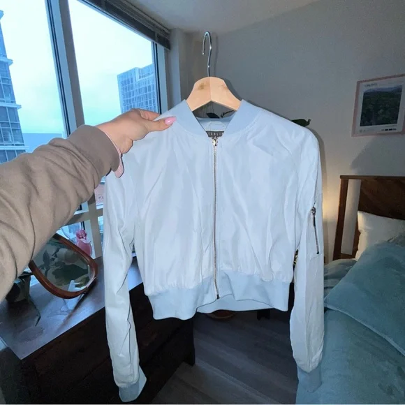 Highline Collective Cropped Light Blue Bomber Jacket - Picture 1 of 4
